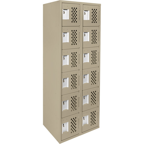 Assembled Lockerettes Clean Line Perforated Economy Lockers, 6 -tier, Bank of 2, 18" x 72" x 12", Steel OSI Industrial Sales