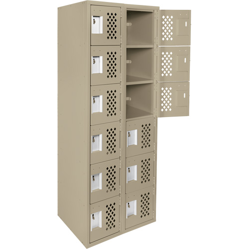 Assembled Lockerettes Clean Line Perforated Economy Lockers, 6 -tier, Bank of 2, 18" x 72" x 12", Steel OSI Industrial Sales