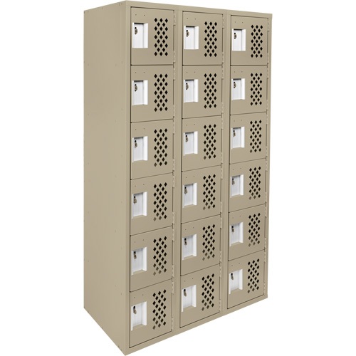 Assembled Lockerettes Clean Line Perforated Economy Lockers, 6 -tier, Bank of 3, 18" x 72" x 12", Steel OSI Industrial Sales