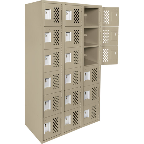 Assembled Lockerettes Clean Line Perforated Economy Lockers, 6 -tier, Bank of 3, 18" x 72" x 12", Steel OSI Industrial Sales
