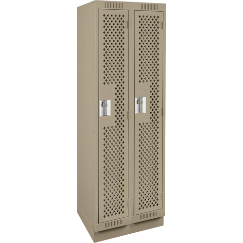 Clean Line Lockers, Bank of 2, 24" x 15" x 76", Steel, Beige, Rivet (Assembled), Perforated OSI Industrial Sales