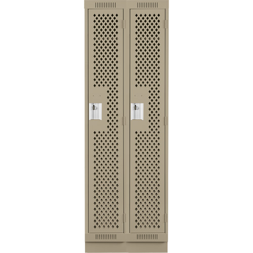 Clean Line Lockers, Bank of 2, 24" x 15" x 76", Steel, Beige, Rivet (Assembled), Perforated OSI Industrial Sales