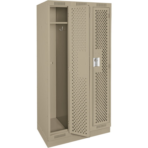 Clean Line Lockers, Bank of 3, 36" x 15" x 76", Steel, Beige, Rivet (Assembled), Perforated OSI Industrial Sales