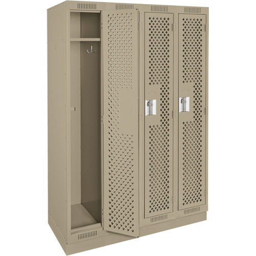 Clean Line Lockers, Bank of 4, 48" x 15" x 76", Steel, Beige, Rivet (Assembled), Perforated OSI Industrial Sales