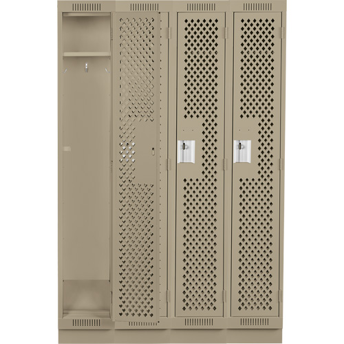 Clean Line Lockers, Bank of 4, 48" x 15" x 76", Steel, Beige, Rivet (Assembled), Perforated OSI Industrial Sales