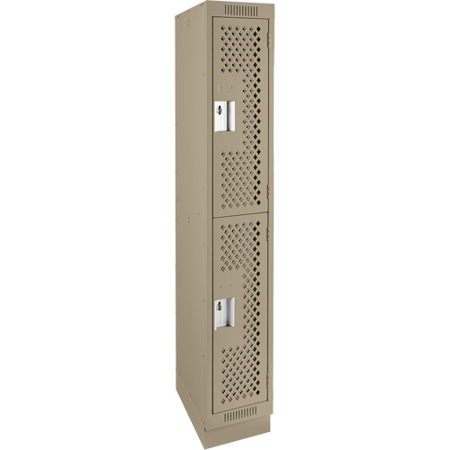 Clean Line Lockers, 2 -tier, 12" x 18" x 76", Steel, Beige, Rivet (Assembled), Perforated OSI Industrial Sales