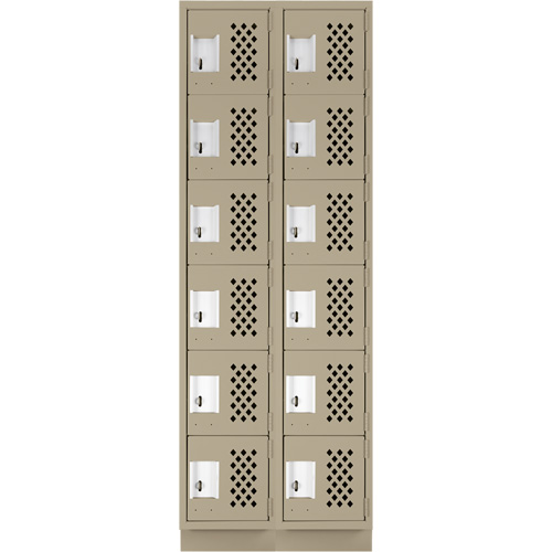 Assembled Lockerettes Clean Line Perforated Economy Lockers, 6 -tier, Bank of 2, 18" x 72" x 12", Steel OSI Industrial Sales