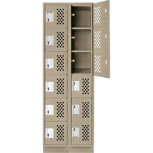 Assembled Lockerettes Clean Line Perforated Economy Lockers, 6 -tier, Bank of 2, 18" x 72" x 12", Steel OSI Industrial Sales