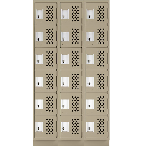 Assembled Lockerettes Clean Line Perforated Economy Lockers, 6 -tier, Bank of 3, 18" x 72" x 12", Steel OSI Industrial Sales