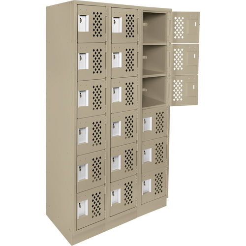 Assembled Lockerettes Clean Line Perforated Economy Lockers, 6 -tier, Bank of 3, 18" x 72" x 12", Steel OSI Industrial Sales