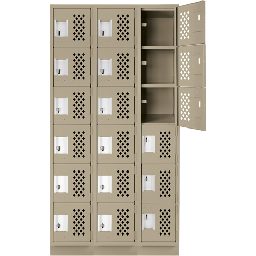 Assembled Lockerettes Clean Line Perforated Economy Lockers, 6 -tier, Bank of 3, 18" x 72" x 12", Steel OSI Industrial Sales