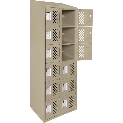 Assembled Lockerettes Clean Line Perforated Economy Lockers, 6 -tier, Bank of 2, 18" x 72" x 12", Steel OSI Industrial Sales
