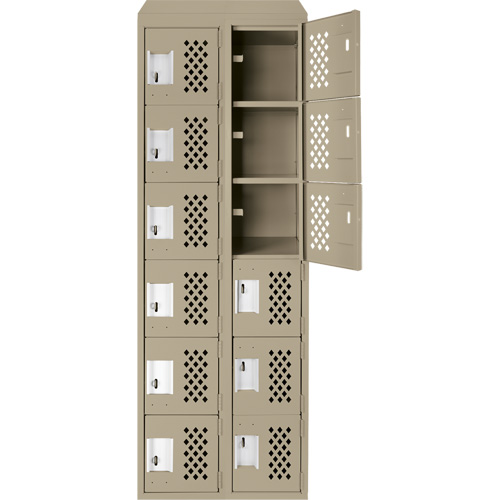 Assembled Lockerettes Clean Line Perforated Economy Lockers, 6 -tier, Bank of 2, 18" x 72" x 12", Steel OSI Industrial Sales