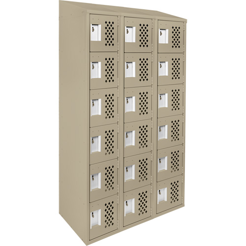 Assembled Lockerettes Clean Line Perforated Economy Lockers, 6 -tier, Bank of 3, 18" x 72" x 12", Steel OSI Industrial Sales