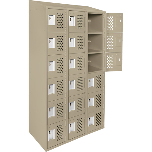 Assembled Lockerettes Clean Line Perforated Economy Lockers, 6 -tier, Bank of 3, 18" x 72" x 12", Steel OSI Industrial Sales