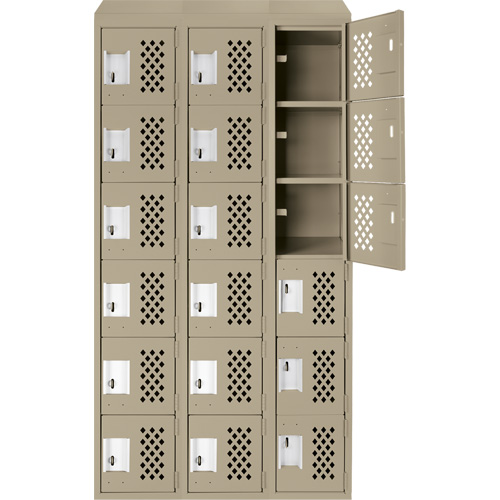 Assembled Lockerettes Clean Line Perforated Economy Lockers, 6 -tier, Bank of 3, 18" x 72" x 12", Steel OSI Industrial Sales