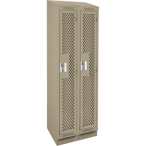 Clean Line Lockers, Bank of 2, 24" x 18" x 82", Steel, Beige, Rivet (Assembled), Perforated OSI Industrial Sales