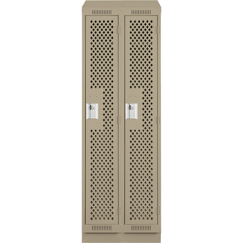 Clean Line Lockers, Bank of 2, 24" x 18" x 82", Steel, Beige, Rivet (Assembled), Perforated OSI Industrial Sales