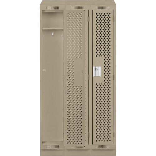 Clean Line Lockers, Bank of 3, 36" x 18" x 82", Steel, Beige, Rivet (Assembled), Perforated OSI Industrial Sales
