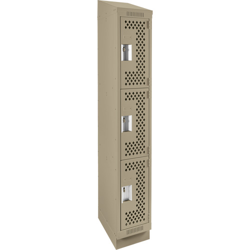 Casiers Clean Line, 3 niveaux, 12" x 15" x 82", Acier, Beige, Rivet (assembl&eacute;), Perfor&eacute; OSI Industrial Sales