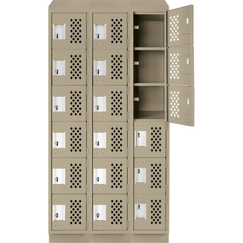 Assembled Lockerettes Clean Line Perforated Economy Lockers, 6 -tier, Bank of 3, 18" x 72" x 12", Steel OSI Industrial Sales