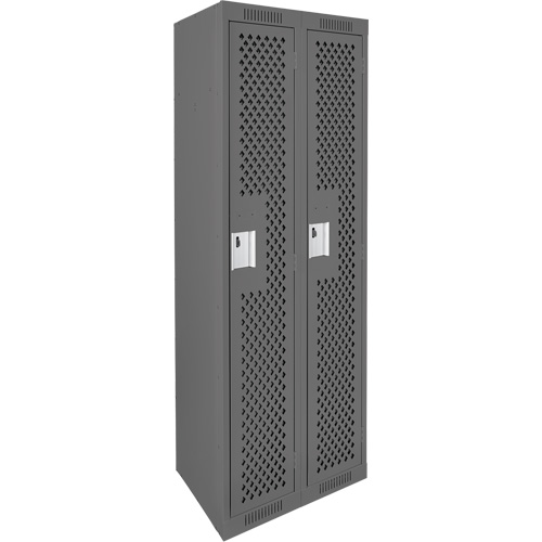 Clean Line Lockers, Bank of 2, 24" x 15" x 72", Steel, Charcoal, Rivet (Assembled), Perforated OSI Industrial Sales