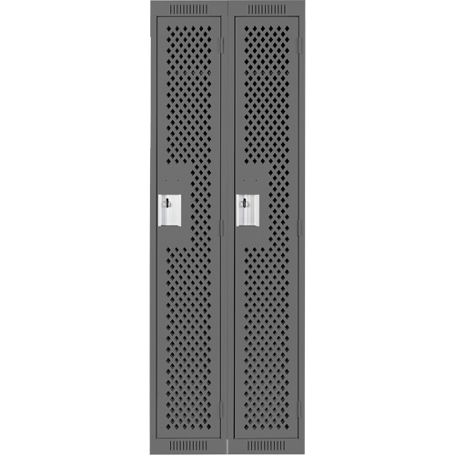 Clean Line Lockers, Bank of 2, 24" x 15" x 72", Steel, Charcoal, Rivet (Assembled), Perforated OSI Industrial Sales