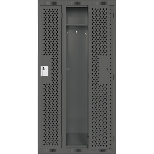 Clean Line Lockers, Bank of 3, 36" x 15" x 72", Steel, Charcoal, Rivet (Assembled), Perforated OSI Industrial Sales