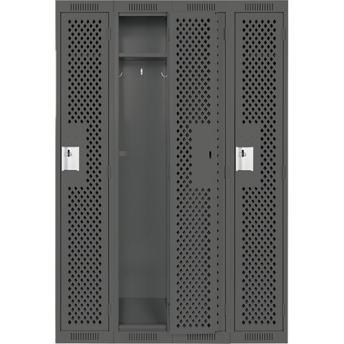 Clean Line Lockers, Bank of 4, 48" x 15" x 72", Steel, Charcoal, Rivet (Assembled), Perforated OSI Industrial Sales