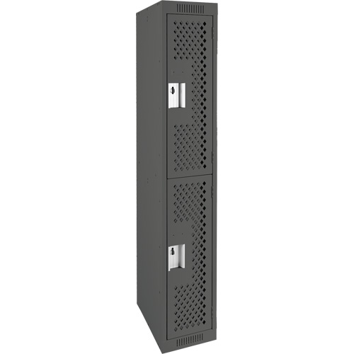 Clean Line Lockers, 2 -tier, 12" x 15" x 72", Steel, Charcoal, Rivet (Assembled), Perforated OSI Industrial Sales
