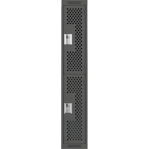 Clean Line Lockers, 2 -tier, 12" x 15" x 72", Steel, Charcoal, Rivet (Assembled), Perforated OSI Industrial Sales