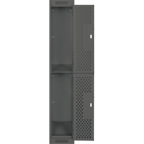 Clean Line Lockers, 2 -tier, 12" x 15" x 72", Steel, Charcoal, Rivet (Assembled), Perforated OSI Industrial Sales