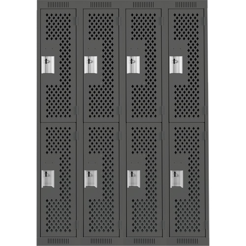 Casiers Clean Line, 2 niveaux, Bloc de 4, 48" x 15" x 72", Acier, Charbon, Rivet (assembl&eacute;), Perfor&eacute; OSI Industrial Sales