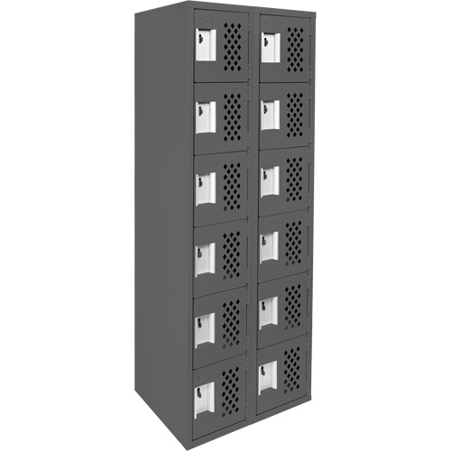 Assembled Lockerettes Clean Line Perforated Economy Lockers, 6 -tier, Bank of 2, 18" x 72" x 12", Steel OSI Industrial Sales