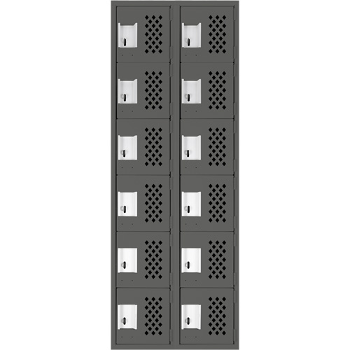 Assembled Lockerettes Clean Line Perforated Economy Lockers, 6 -tier, Bank of 2, 18" x 72" x 12", Steel OSI Industrial Sales