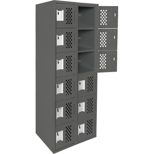 Assembled Lockerettes Clean Line Perforated Economy Lockers, 6 -tier, Bank of 2, 18" x 72" x 12", Steel OSI Industrial Sales