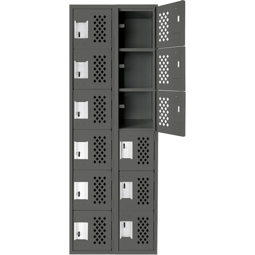 Assembled Lockerettes Clean Line Perforated Economy Lockers, 6 -tier, Bank of 2, 18" x 72" x 12", Steel OSI Industrial Sales
