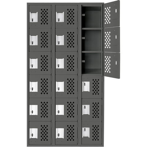 Assembled Lockerettes Clean Line Perforated Economy Lockers, 6 -tier, Bank of 3, 18" x 72" x 12", Steel OSI Industrial Sales