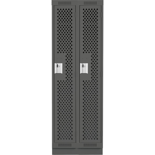 Clean Line Lockers, Bank of 2, 24" x 15" x 76", Steel, Charcoal, Rivet (Assembled), Perforated OSI Industrial Sales