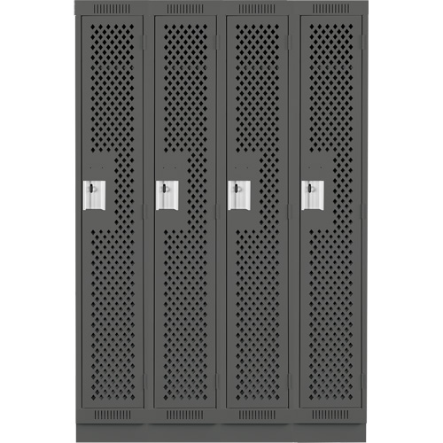 Clean Line Lockers, Bank of 4, 48" x 15" x 76", Steel, Charcoal, Rivet (Assembled), Perforated OSI Industrial Sales