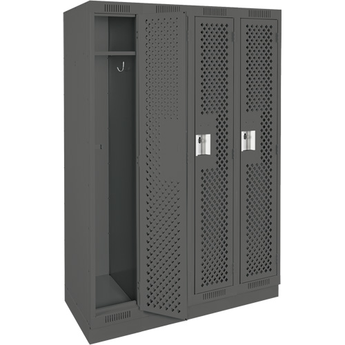 Clean Line Lockers, Bank of 4, 48" x 15" x 76", Steel, Charcoal, Rivet (Assembled), Perforated OSI Industrial Sales
