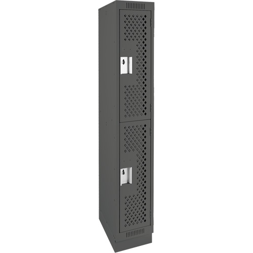 Clean Line Lockers, 2 -tier, 12" x 18" x 76", Steel, Charcoal, Rivet (Assembled), Perforated OSI Industrial Sales