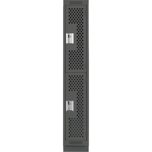 Clean Line Lockers, 2 -tier, 12" x 18" x 76", Steel, Charcoal, Rivet (Assembled), Perforated OSI Industrial Sales