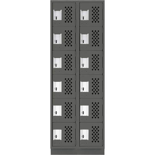 Assembled Lockerettes Clean Line Perforated Economy Lockers, 6 -tier, Bank of 2, 18" x 72" x 12", Steel OSI Industrial Sales