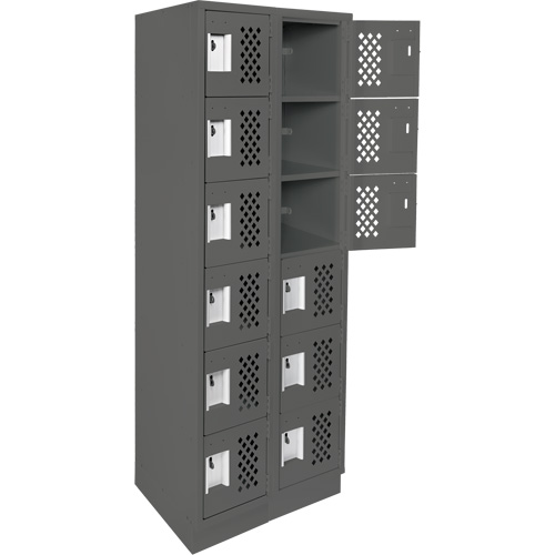 Assembled Lockerettes Clean Line Perforated Economy Lockers, 6 -tier, Bank of 2, 18" x 72" x 12", Steel OSI Industrial Sales