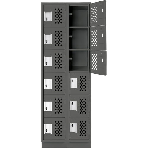 Assembled Lockerettes Clean Line Perforated Economy Lockers, 6 -tier, Bank of 2, 18" x 72" x 12", Steel OSI Industrial Sales
