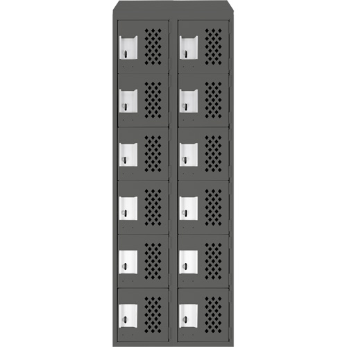 Assembled Lockerettes Clean Line Perforated Economy Lockers, 6 -tier, Bank of 2, 18" x 72" x 12", Steel OSI Industrial Sales