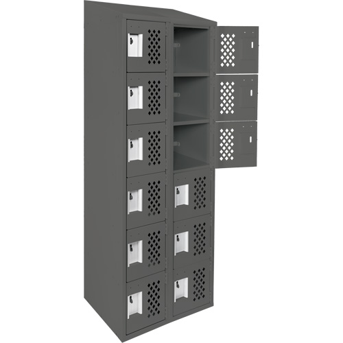 Assembled Lockerettes Clean Line Perforated Economy Lockers, 6 -tier, Bank of 2, 18" x 72" x 12", Steel OSI Industrial Sales