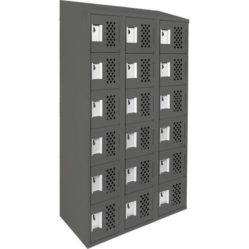 Assembled Lockerettes Clean Line Perforated Economy Lockers, 6 -tier, Bank of 3, 18" x 72" x 12", Steel OSI Industrial Sales