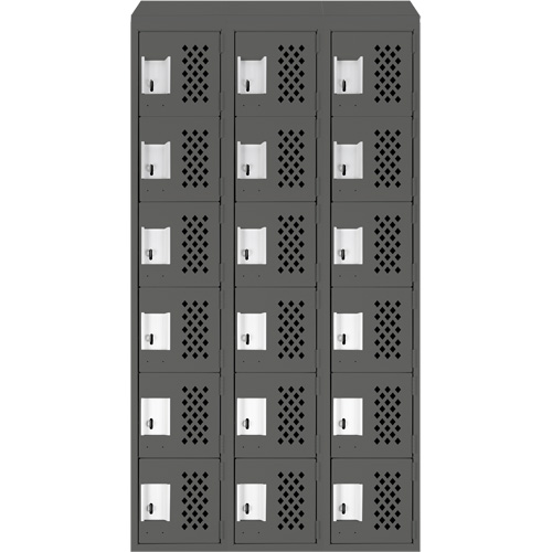 Assembled Lockerettes Clean Line Perforated Economy Lockers, 6 -tier, Bank of 3, 18" x 72" x 12", Steel OSI Industrial Sales